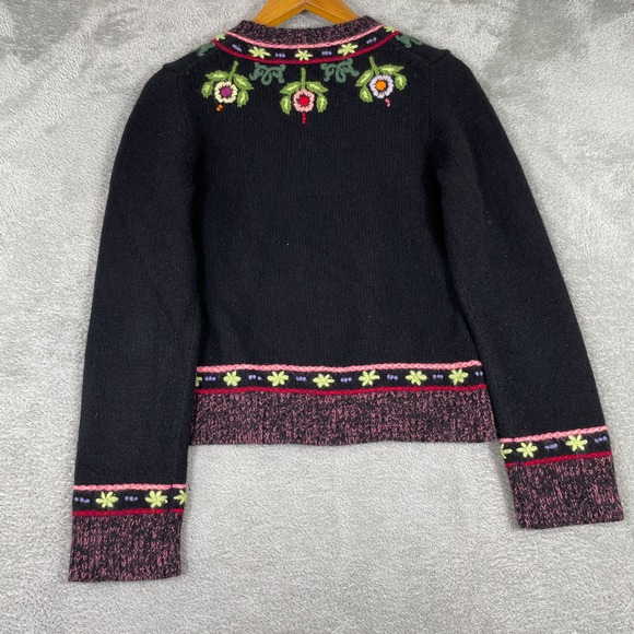 Lucky Brand Floral Sweater Womens Small Embroidered Knit Wool Blend Arsty Boho - Picture 2 of 11